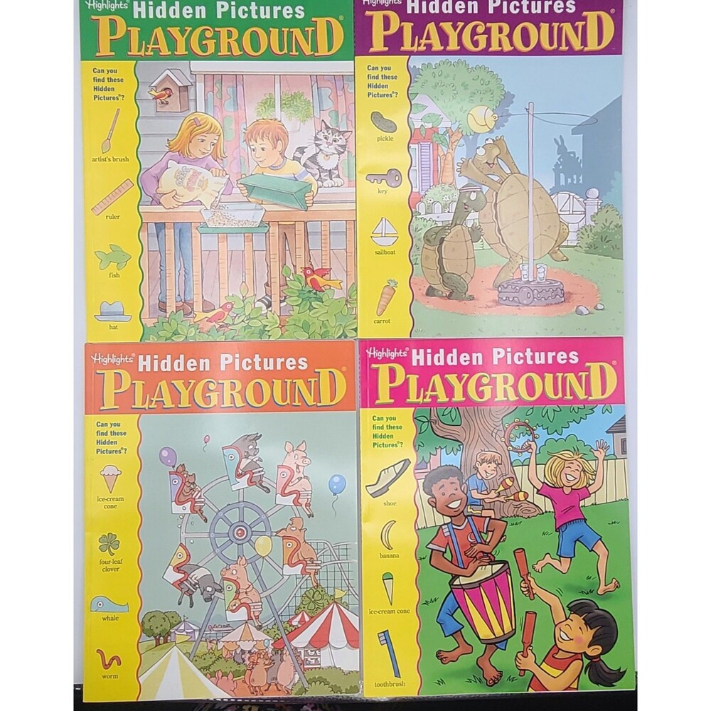 Lot of 4 - Highlights Hidden Pictures Playground New Sticker Activity Books